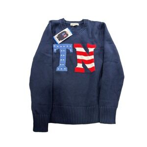 State of Mine Kids Americana Tennessee Sweater Navy Blue USA Large 10/12 NWT